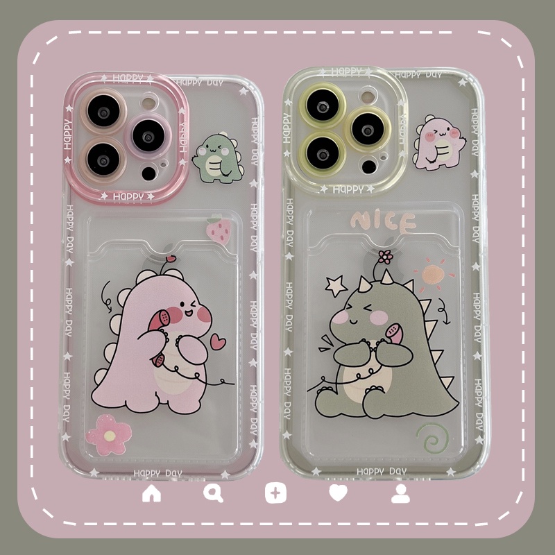 Casing Soft Case TPU Motif Kartun Dinosaurus Untuk IPhone 14 13 11 Pro Max 8 7 Plus X XS XR