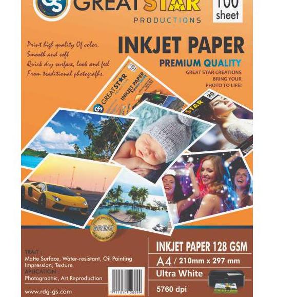 

Diskon✔️Inkjet paper 128 gsm great star/100 Lembar|RA3