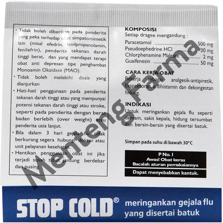 Stop Cold Strip 4 Tablet - Obat Flu dan Batuk