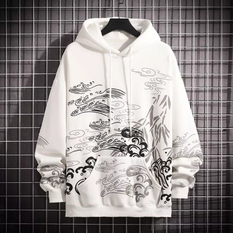 Y2K Emo Streetwear Vintage Skull Hoodie Oversized Sweater Pria Wanita