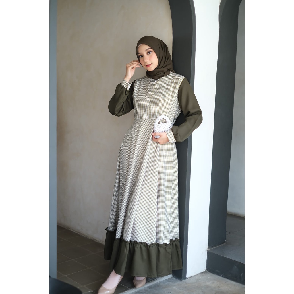 Amanda Maxy / Dress Maxy Wanita Kotak-kotak Terbaru 2022 Modern / Dress Remaja Wanita Bahan Katun / 