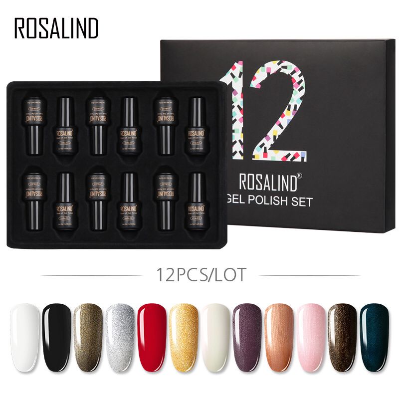 1 SET KUTEK Rosalind UV GEL Polish 1 Box (gift box) isi 12 pcs &amp; 24 pcs /kutek 1 box/kutek gel uv/kutek per lusin