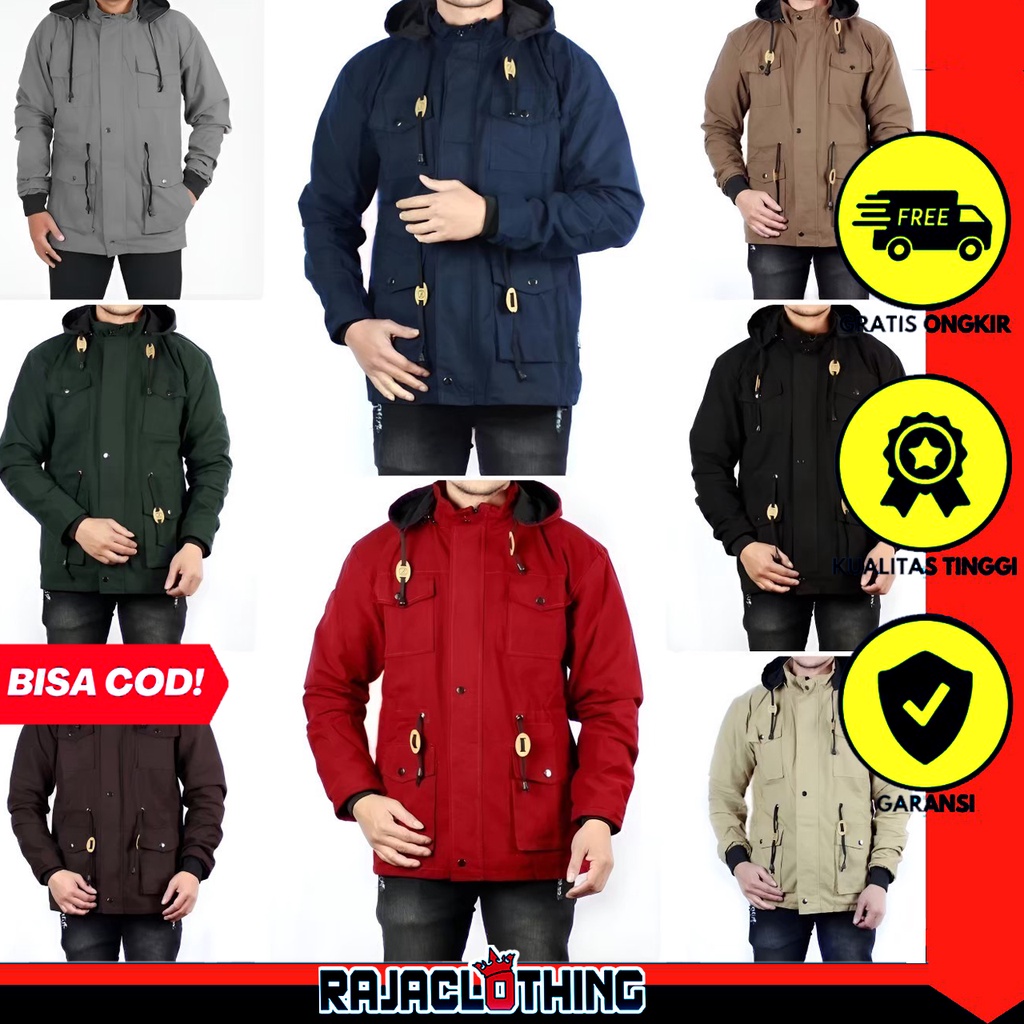 RCL - JAKET PARKA PRIA COMBI DUA WARNA ORGINAL REGLAN COMBI 5 SAKU HOODIE KANVAS PURING COWOK CEWEK / Jaket Semi Parka Taslan Original Rebel / Jaket parka / Jaket Motor