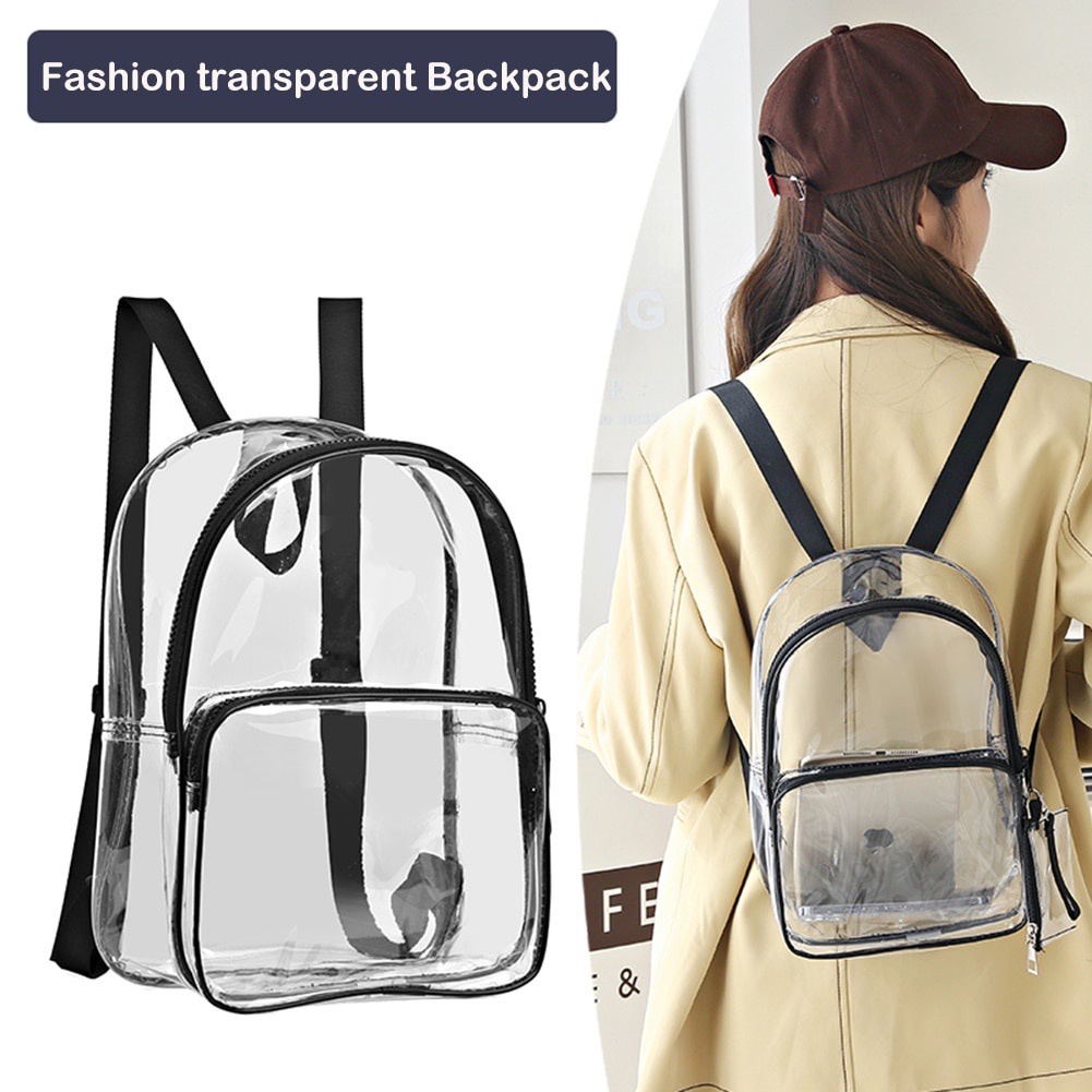 Hot Sale 2023 Tas Ransel Wanita Tas Mika Bening Transparan PVC UNTUK KONSER KULIAH KERJA Ransel Wanita Tas PVC Tahan Air Transparan Tas Sequin Transparan Pelajar Perguruan Tinggi Fashion Wanita Tas Sekolah Ransel