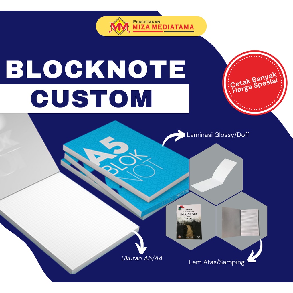 BLOCKNOTE CUSTOM UKURAN A5 (Per 10 Buku)