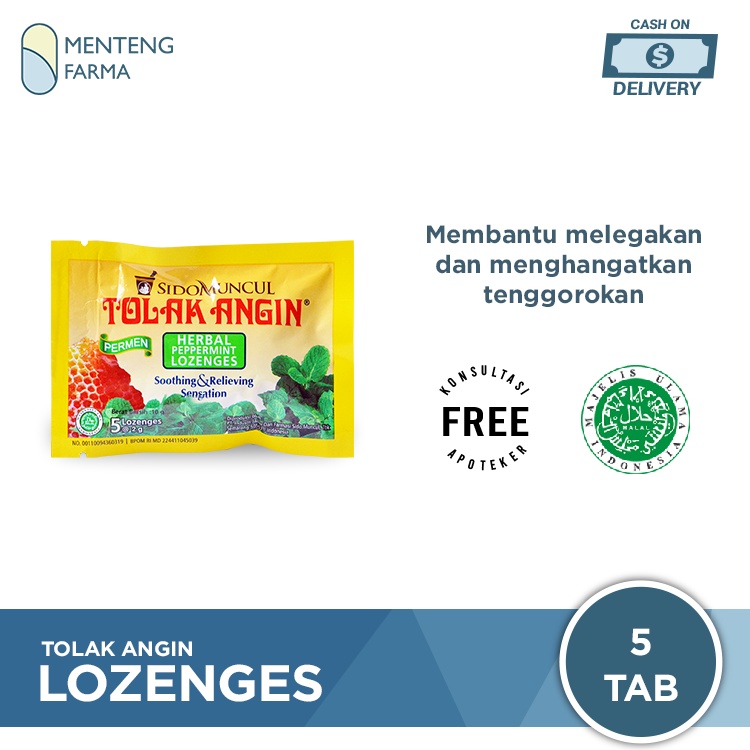 Permen Tolak Angin Lozenges Sachet - Melegakan Tenggorokan Kering