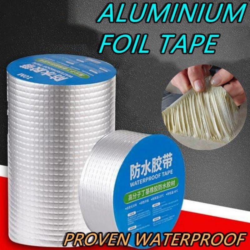 

Lakban Anti Bocor Alumunium Foil Tape Tahan Panas WATERPROOF TAPE ROOF - Lakban anti bocor alminium almini - Lem Anti Air Aluminium