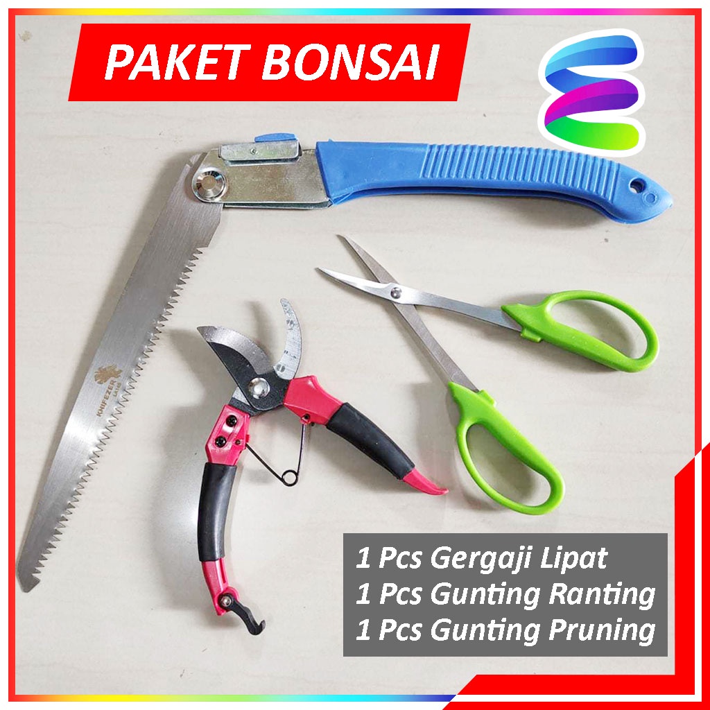 Paket Murah Peralatan Bonsai Tanaman Gunting Ranting, Gunting Pruning Daun, Gergaji Lipat Bonsai, Set Alat Bonsai Tanaman Komplit Gunting Dahan
