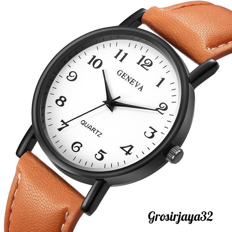 (GROSIRJAYA32) Jam Tangan Geneva Moris Untuk Wanita Dan Pria Casual Analog Quartz Strap Pu Leather Import