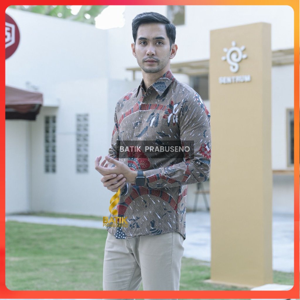 SABDOWALUH2 Kemeja Batik Pria Lengan Panjang Slim Fit Original Ori Prabuseno Full Furing Jumbo Moder