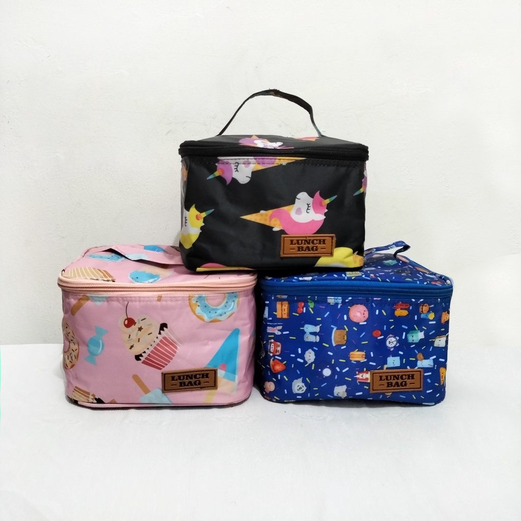 Cooler bag tas pendingin asi anti air lunch bag waterproof Coolerbag motif Tas bekal anak sekolah lunch bag motif tas Insulin inner aluminium foil tas penyimpanan asi dan makanan