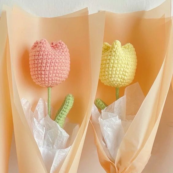 Buket Bunga Rajut MIX 5 PCS/ Bunga Rajut MIX/ Buket Bunga Ucapan/ Buket Bunga Kelulusan/ Buket Bunga