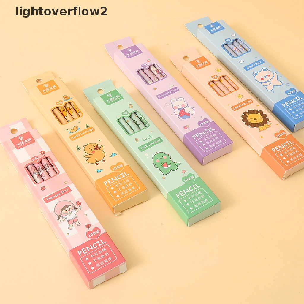 (lightoverflow2) 10pcs / Set Pensil HB Motif Kartun Lucu Untuk Hadiah Ulang Tahun Anak Tk