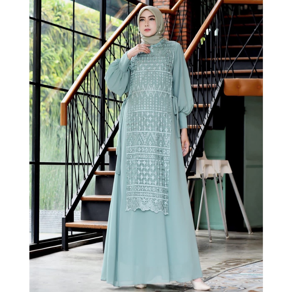 Permata Olshop / Gamis Rompi Tiara NK / Kebaya Modern / Kebaya Gamis Pesta Mewah / Gamis Kondangan