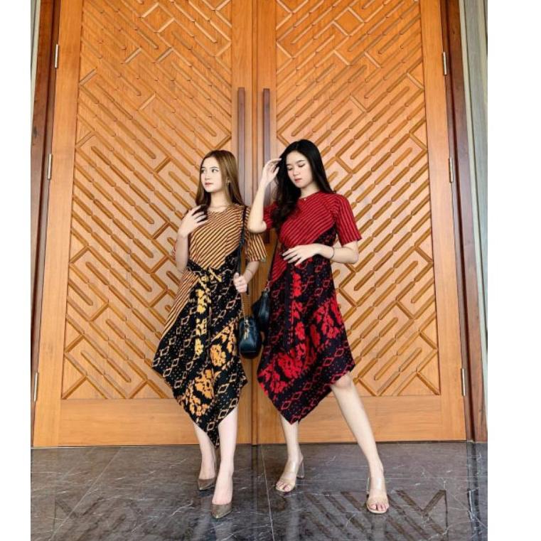 NJA.18Oc22ĸ ▪ Dress modern butik motif tenun~atasan batik~batik wanita~batik keren