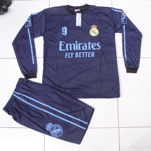 setelan bju bola anak lengan panajang/baju kiper anka madrid murah 6-12 th