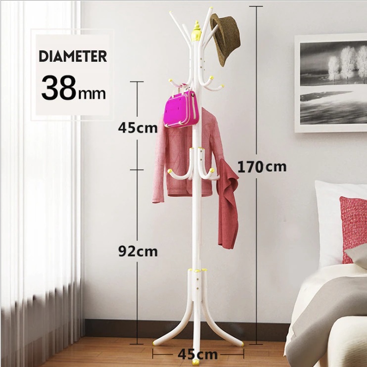 Stand Hanger Tempat Tas Gantung Rak Gantung Bag Hanger Rak baju gantung Topi Tas Dengan 9 Kait/Hook Ukuran 52 x 52 x 170 cm