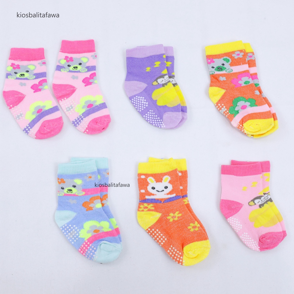 (ISI 6-12 PC) Kaos Kaki Bintik Karakter Bayi / SNI Tebal Baby Socks Anti Slip Kaus Kaki Perlengkapan Bayi Babycinnamon