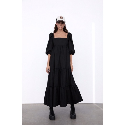 Zara Sleeve Puff Poplin Dress