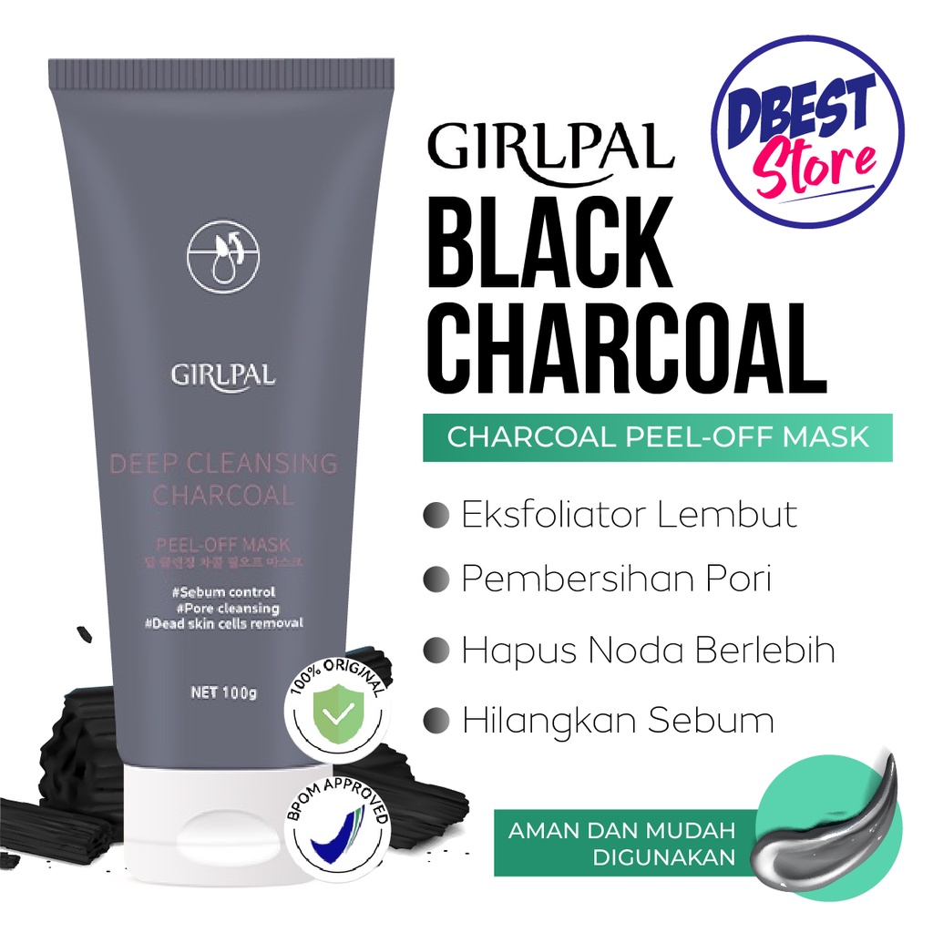 (COD) GIRLPAL Masker Charcoal Basmi Komedo Wajah Hidung 100g