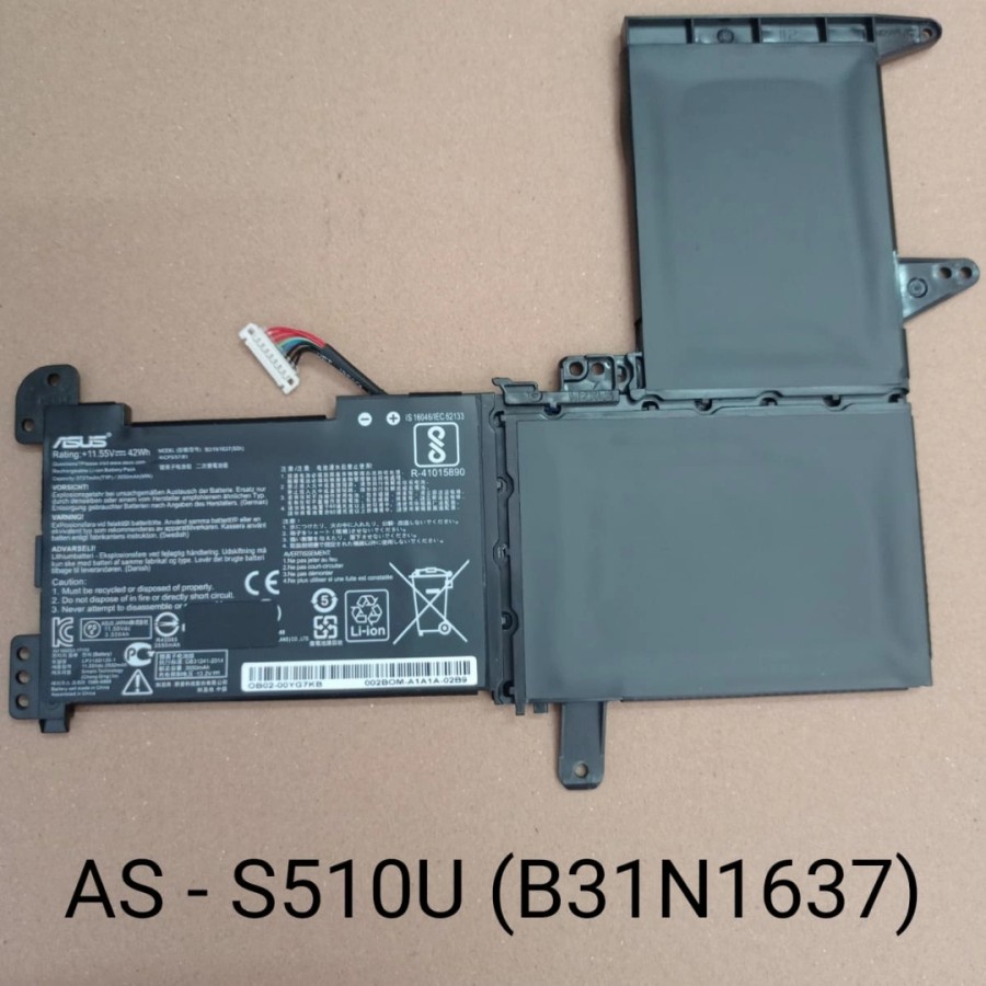 Baterai Asus VivoBook S5100U X510 X510U B31N1637