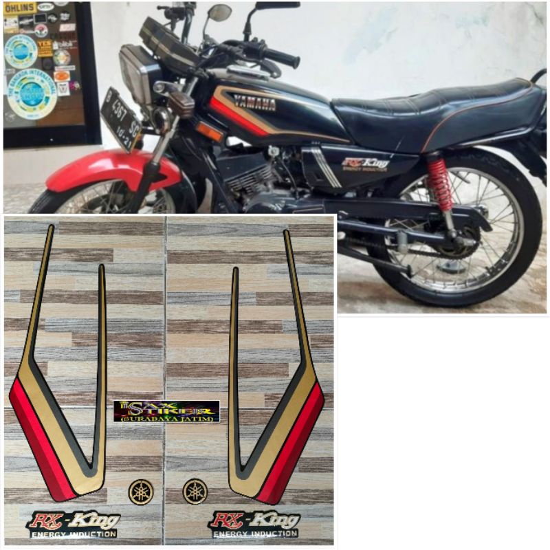 striping original Yamaha RX KING hitam Lis gold merah tahun 1990