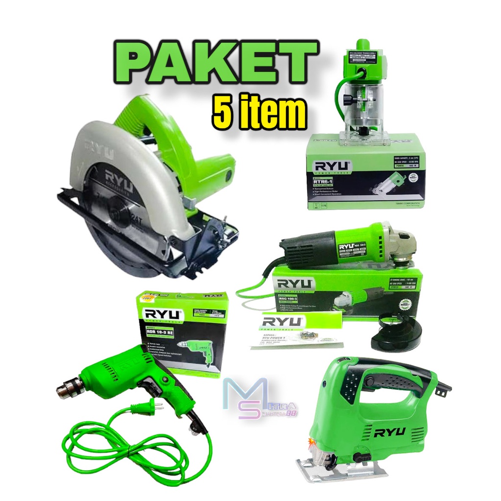 PAKET TUKANG MURAH RYU Mesin Profil KAYU + Mesin Circular Saw + Mesin BOR 10MM + MESIN JIGSAW kualit