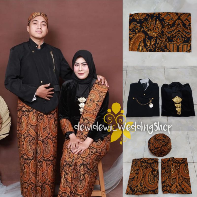 Baju Prewed / Baju Prewedding Adat Jawa Solo - Motif Semen Romo (Free Selendang)