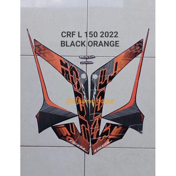 Stiker Striping Motor Honda CRF 2022 Black Orange