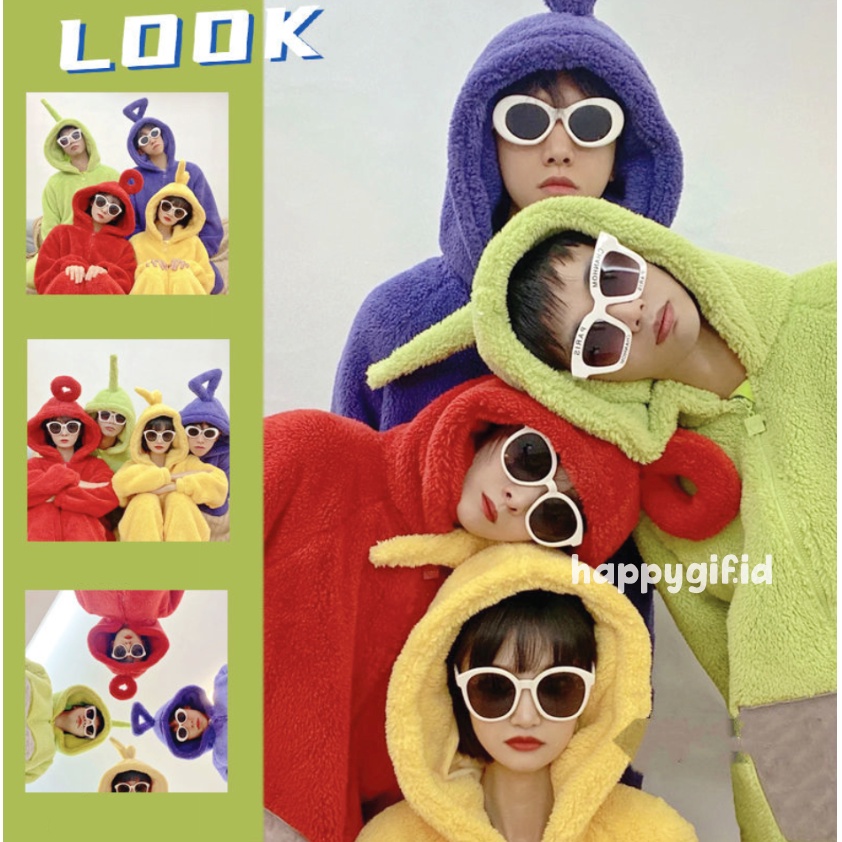 TELETUBBIES LALA PO ONESIE BAJU TIDUR KOSTUM DASTER PIYAMA KIGURUMI TINKY WINKY DIPSY