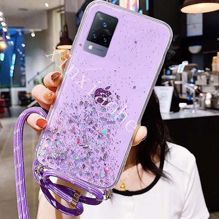 Terbaru Case Tali Nagita Vivo Y51 Y51A Y53S V20 V20 SE V21 5G V21 4G X60 X60 Pro Lanyard Glitter Gan