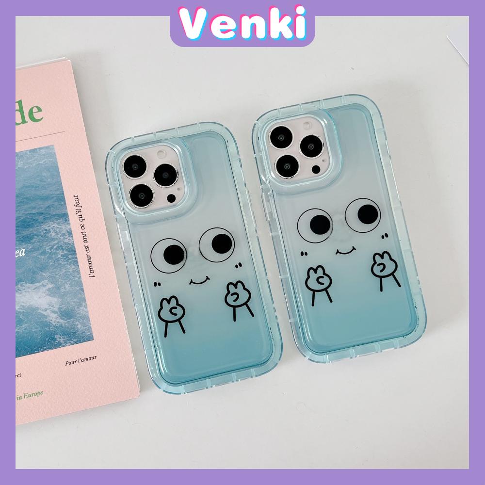 Case For iPhone 14 Pro Max TPU Soft Jelly Airbag Case Cute Funny Face Clear Blue Case Camera Protection Shockproof For iPhone 14 13 12 11 Plus Pro Max 7 Plus X XR