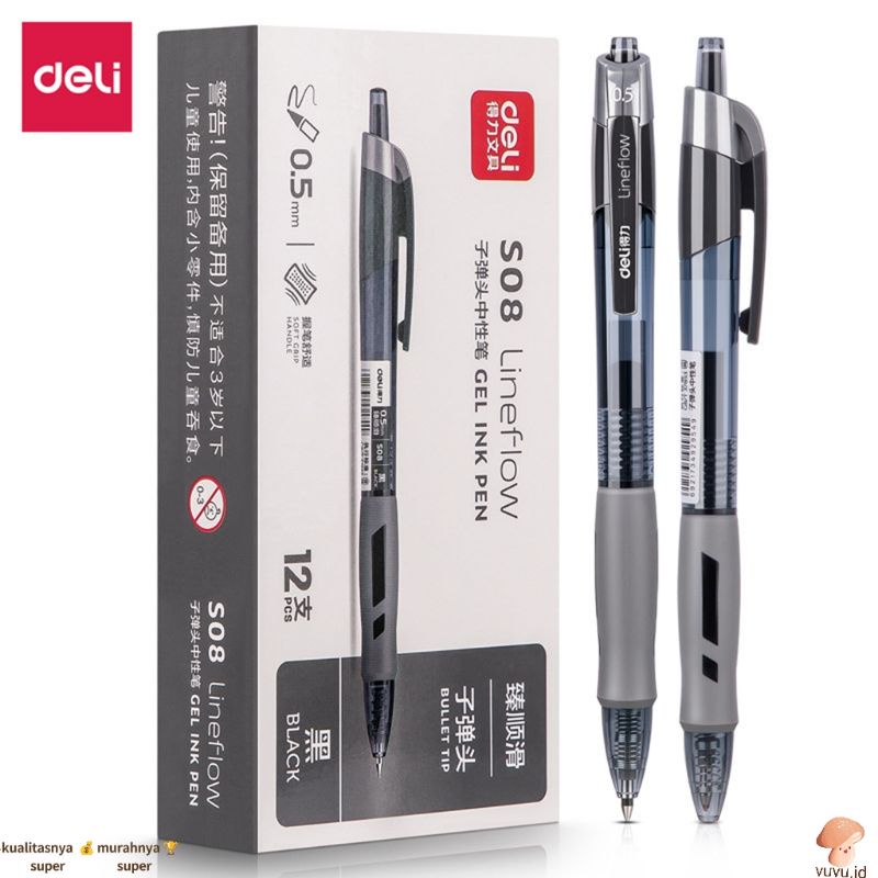 

Deli Pulpen gel 0.5 mm Retractable Axceed S08 per pcs