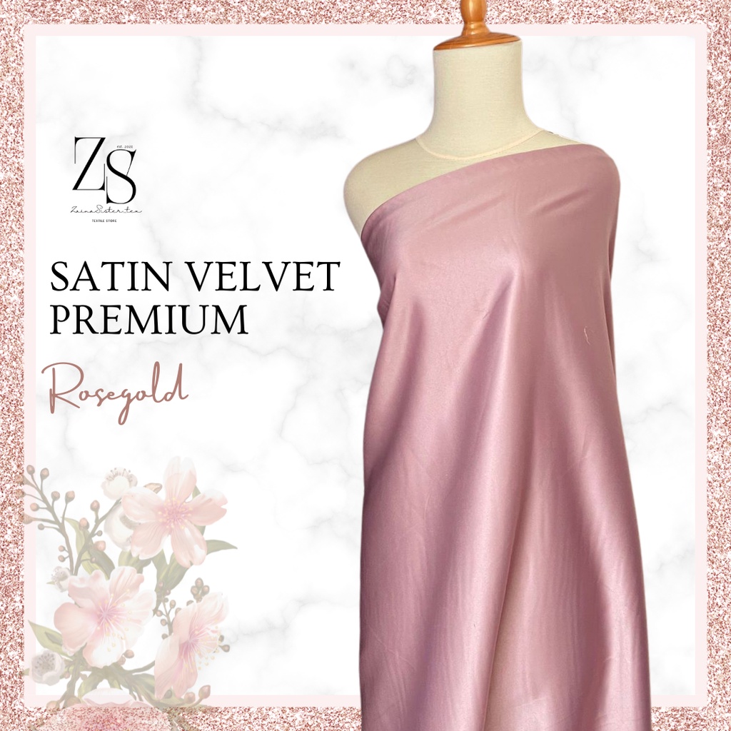 Bahan Kain Satin Velvet Premium Background Backdrop Foto Dress Meteran Murah Warna Pink Rosegold