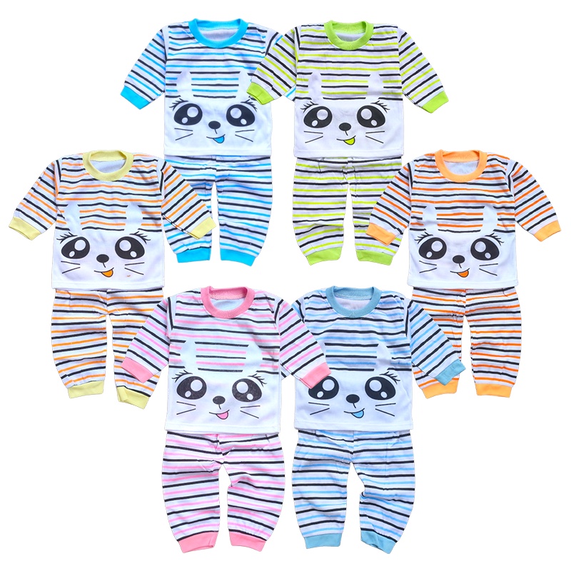 Pakaian anak usaha jakarta usia bayi 0-12 bulan, Setelan baju tidur dan celana, piyama bahan kaus ba