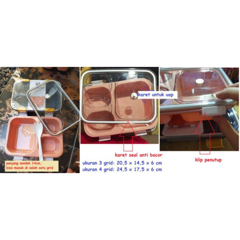 kotak bekal makan 4 sekat kotak bekal 3 layer 4 layer jeon free bubble