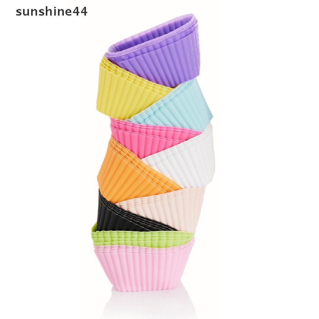 Sunshine 10Pcs Cetakan Cupcake / Muffin Bahan Silikon Reusable