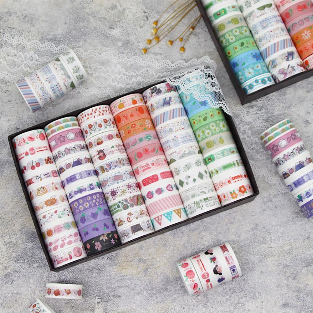 R-flower 60Rolls/Set Washi Tape Baru Kualitas Tinggi Gadis Hati Kecil Segar Kreatif Alat Tulis INS DIY Bahan