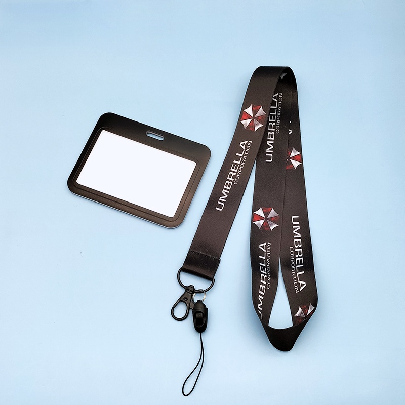 Horisontal Resident Evil ID Card Lengan Pelindung + Leher Lanyard untuk Ponsel Case Holder ID Kartu Lencana Gantungan Kunci Anti-Hilang Sling