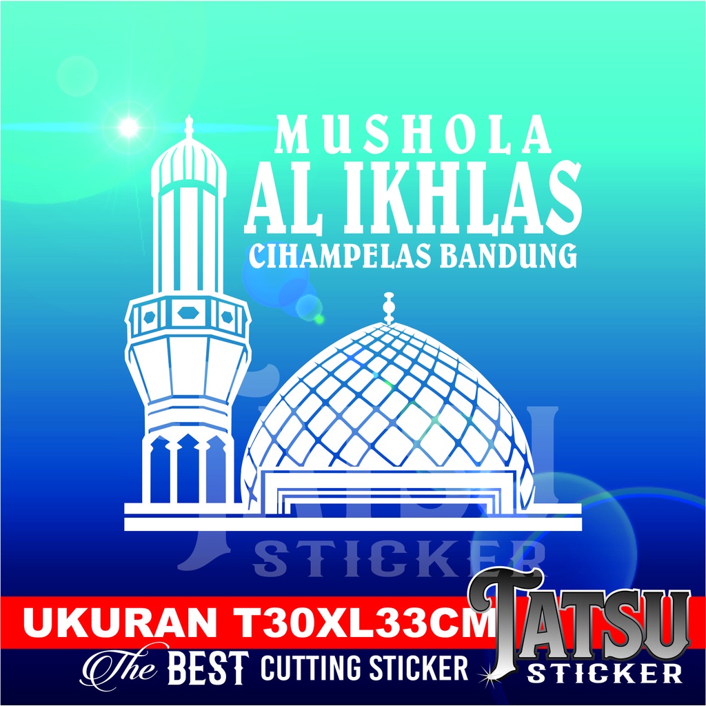CUTTING STICKER KACA PINTU/JENDELA MASJID/MUSHOLA NAMA CUSTOM DAN NAMA TEMPAT