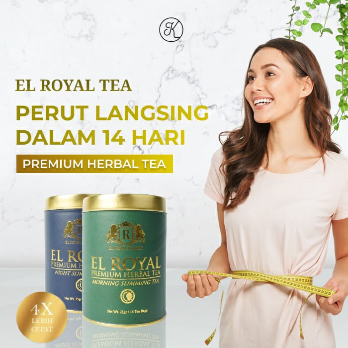[GARANSI ORIGINAL] EL ROYAL PREMIUM HERBAL TEA - Teh Herbal Pelangsing Perut - Morning Slimming Tea - Night Slimming Tea BISA COD