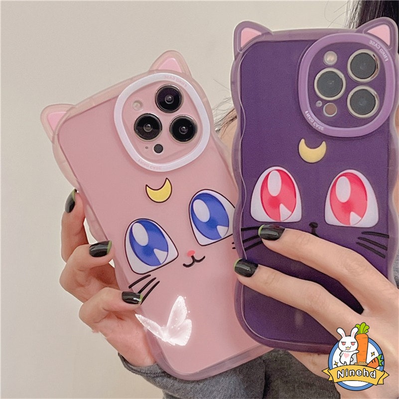 Soft Case Silikon Motif Kartun Telinga Kucing 3D Untuk iPhone 14 13 12 11 Pro Max X Xr Xs Max 8 7 6 6s Plus