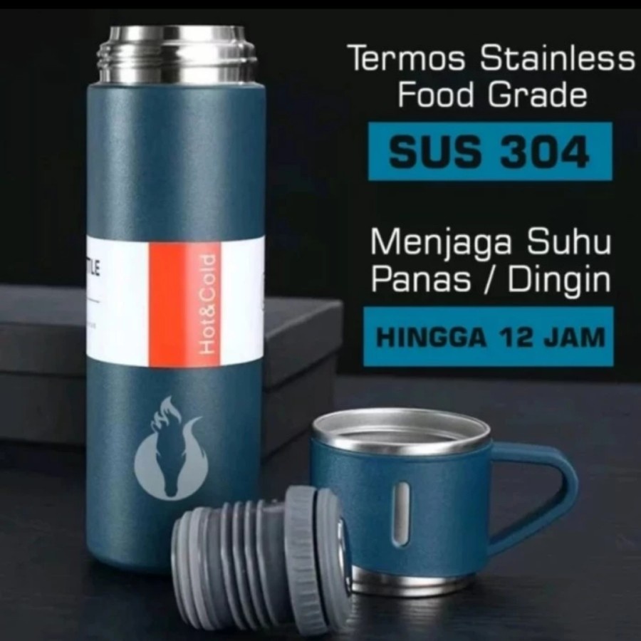 Termos Sultan Vacuum Flask Set Cangkir Gelas Botol Minum Panas Dingin