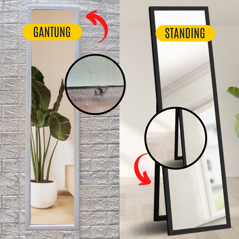Kaca Cermin Full Body Aesthetic Cermin Standing Mirror Dinding Minimalis Rias Besar UK.157 x 48 cm Termurah Terlaris
