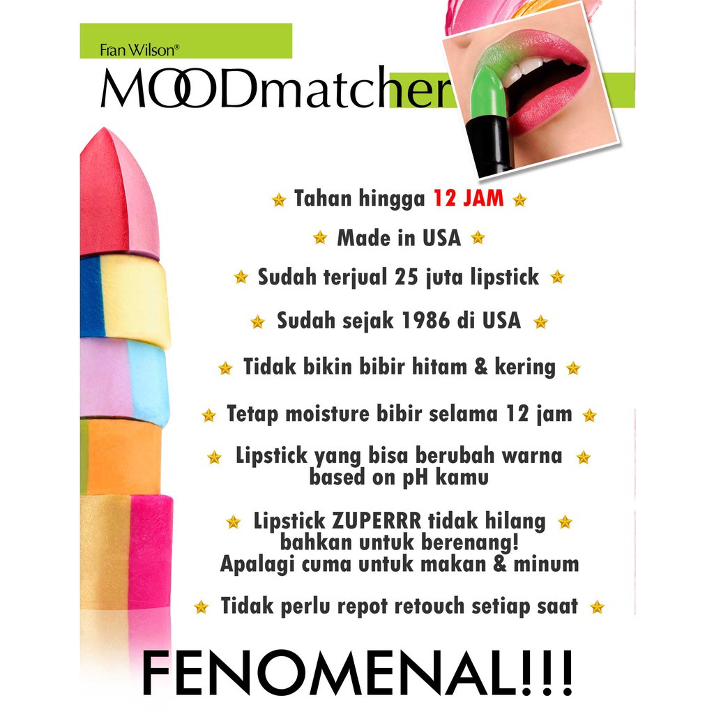 MOODMATCHER Lipstick Original - Color Changing Lipstick Tahan Lama - Lipstick Aloe Vera &amp; Vit E