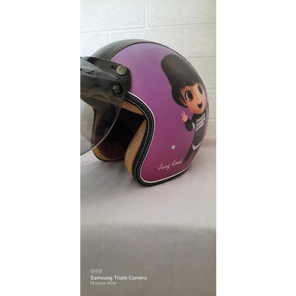 PROMO HELM BOGO - HELM BOGO DEWASA MOTIF BTS JUNGKOOK BARU - HELM BTS JUNGKOOK WARNA UNGU - HELM RET