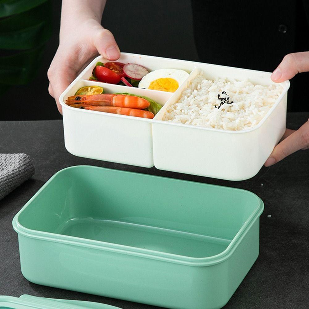 R-FLOWER Lunch Box Portable Persegi Panjang Grid Untuk Pelajar Pekerja Kantor Wadah Makanan