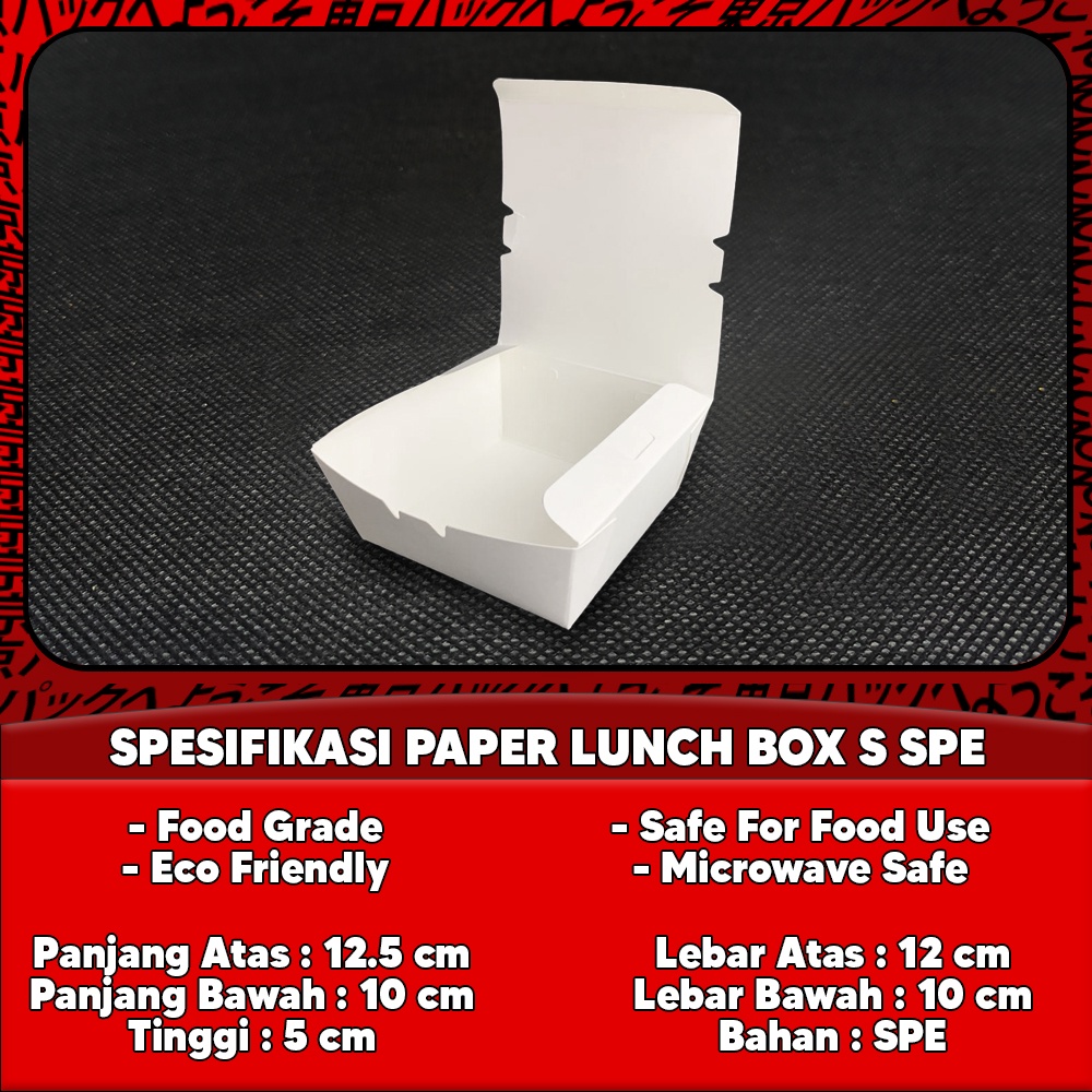 Paper Lunch Box Size S Food Grade Kemasan Makanan Kotak Putih