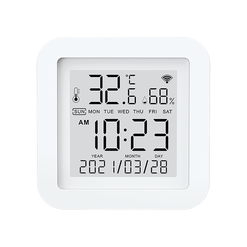 Tuya WIFI Smart Monitor Suhu Kelembaban Smart Sensor Jam Tampilan Digital