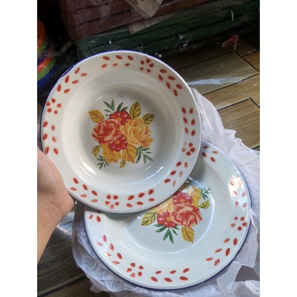 Piring seng // Piring seng motif bunga // piring seng motif random